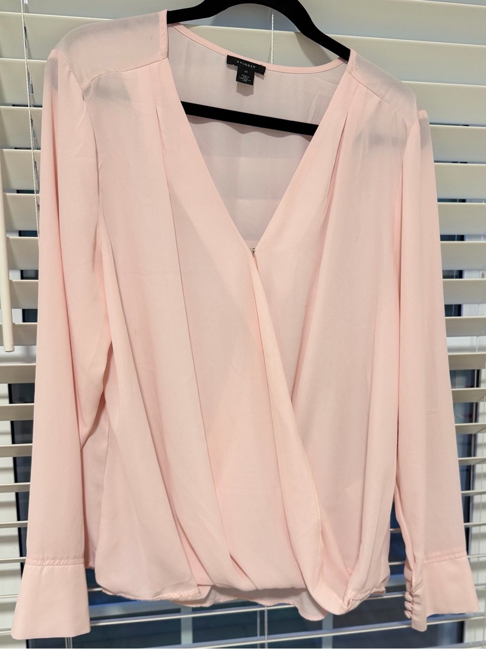Halogen Pale Pink Surplice Long-Sleeve Blouse